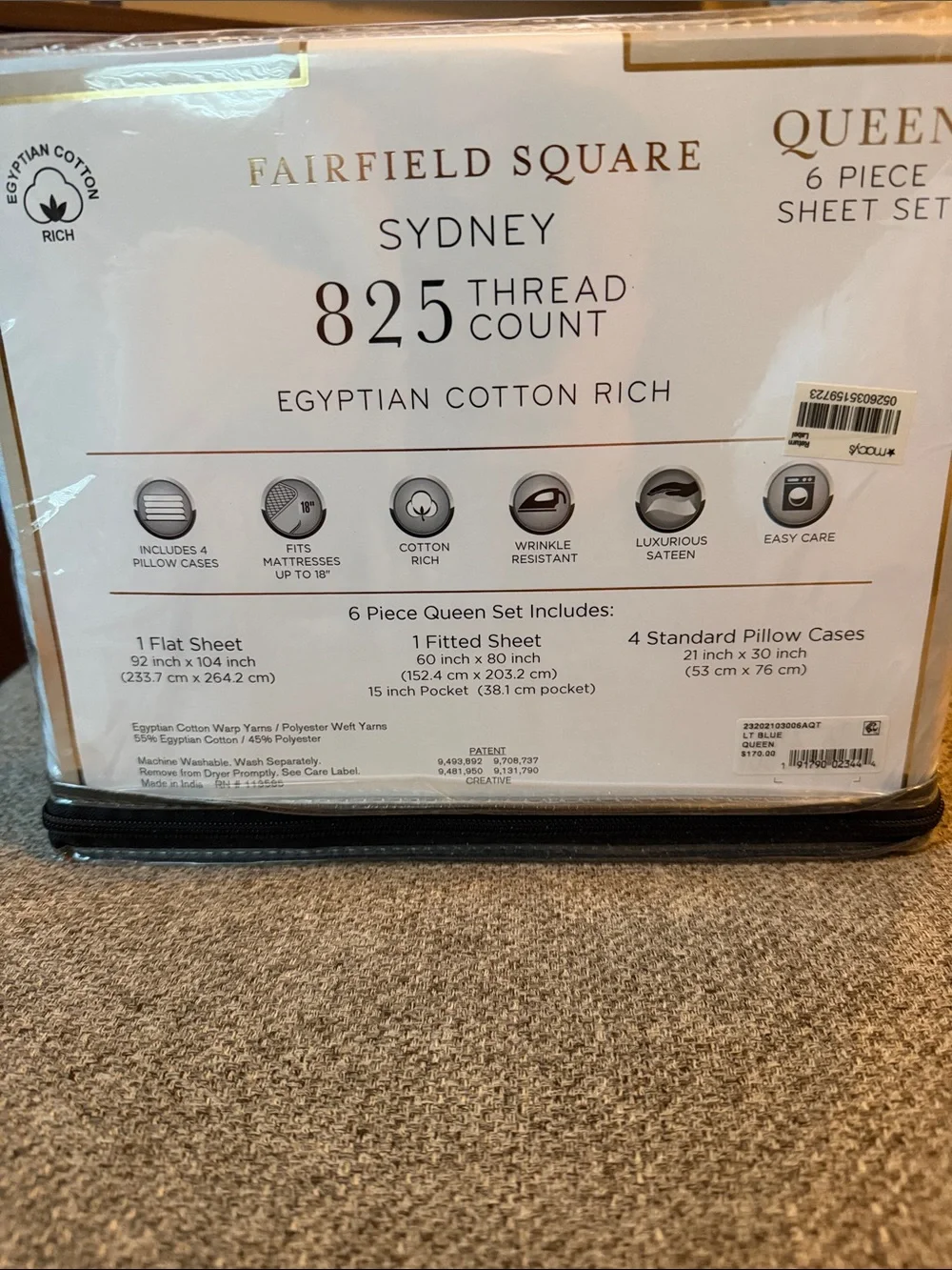 Sydney 825-Thread Count Queen Sheet Set - Picture 4 of 4